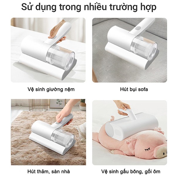 Máy hút bụi mini cầm tay không dây, hút bụi chăn ga giường đệm thảm có tia UV