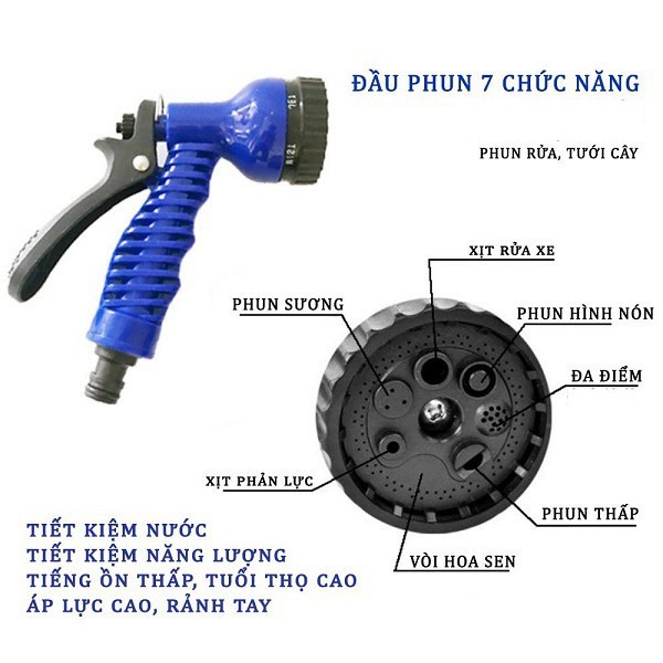 Vòi xịt nước giãn nở thông minh tưới cây, rửa xe, xịt rửa sân vườn đa năng, Loại 22.5m
