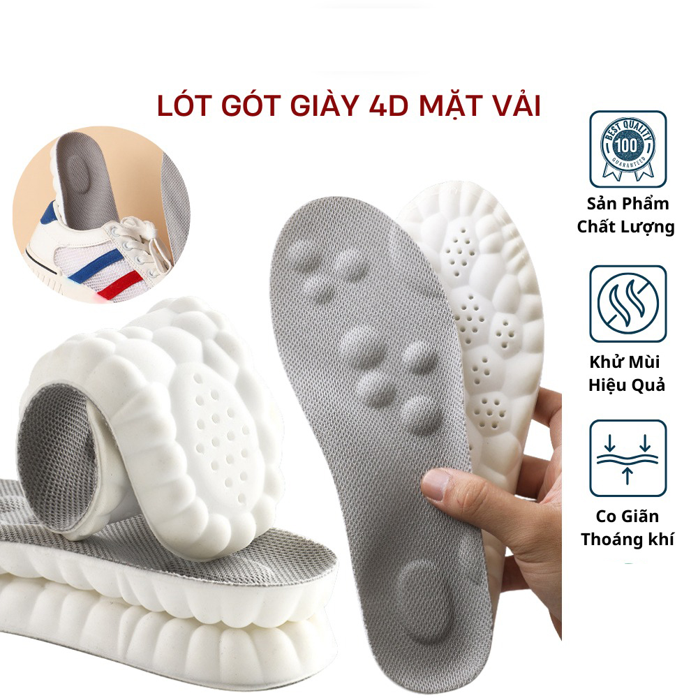 Combo 2 miếng lót giày cao su non cao cấp đàn hồi, thoáng khí, chống sốc, Mặt xám - Đệm trắng - Size 39/40