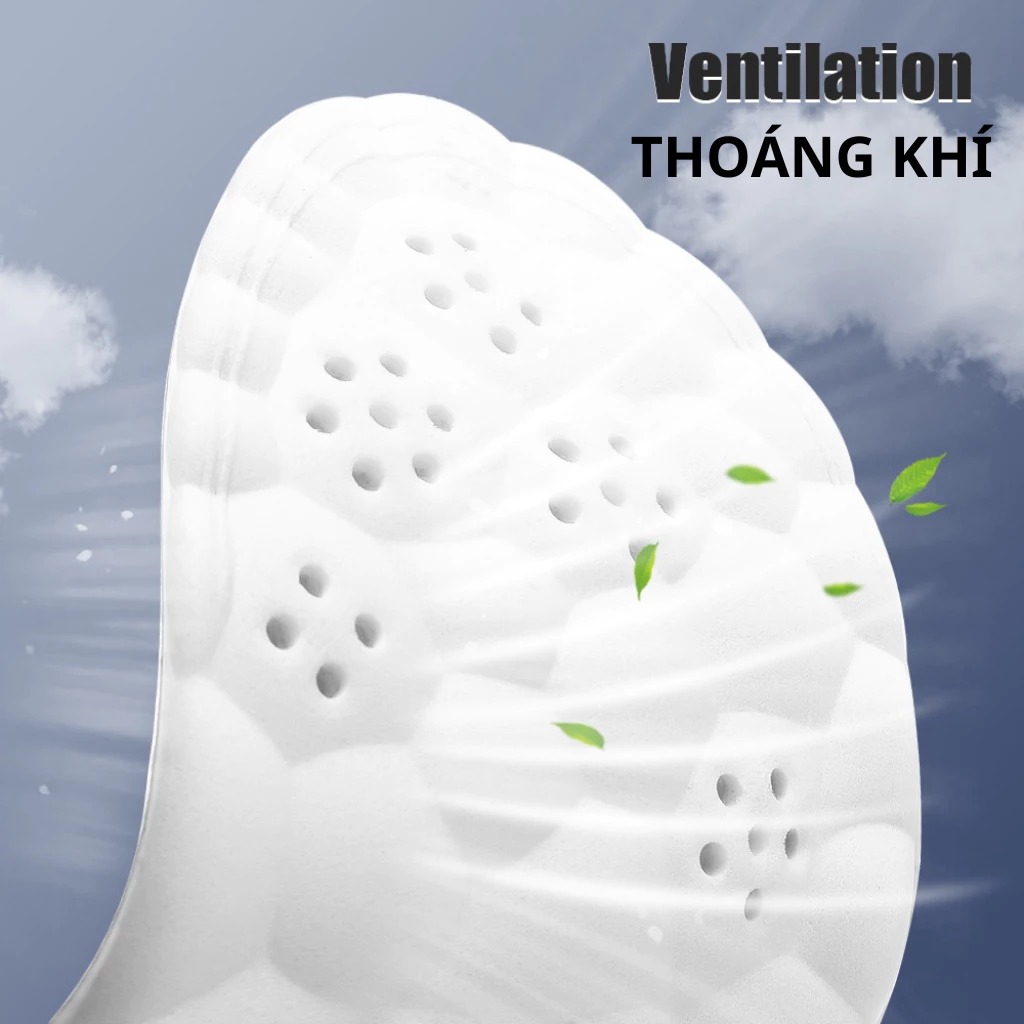Combo 2 miếng lót giày cao su non cao cấp đàn hồi, thoáng khí, chống sốc, Mặt xám - Đệm trắng - Size 39/40