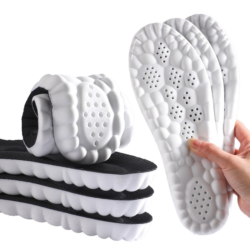 Combo 2 miếng lót giày cao su non cao cấp đàn hồi, thoáng khí, chống sốc, Mặt xám - Đệm trắng - Size 39/40