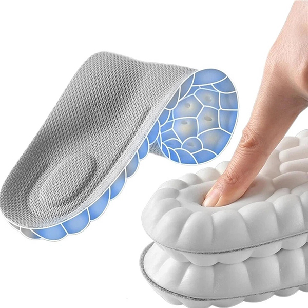 Combo 2 miếng lót giày cao su non cao cấp đàn hồi, thoáng khí, chống sốc, Mặt xám - Đệm trắng - Size 39/40