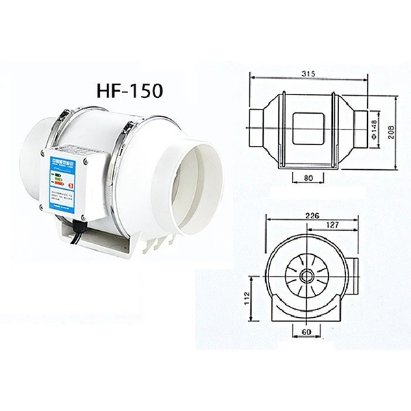 Quạt thông gió hút mùi đường ống công suất lớn , HF75 -35W	