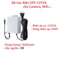 Bộ lưu điện 12v chống gián đoạn đường truyền wifi, camera, 12v1.5A 3m 3600ma