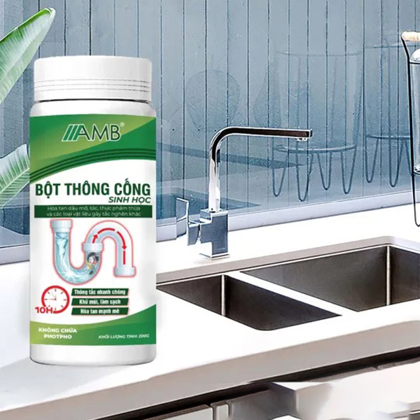 Bột làm sạch và khử mùi đường ống sinh học AMB đa năng