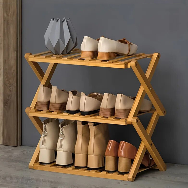 Kệ để giày dép nhiều tầng gỗ tre gấp gọn thông minh 