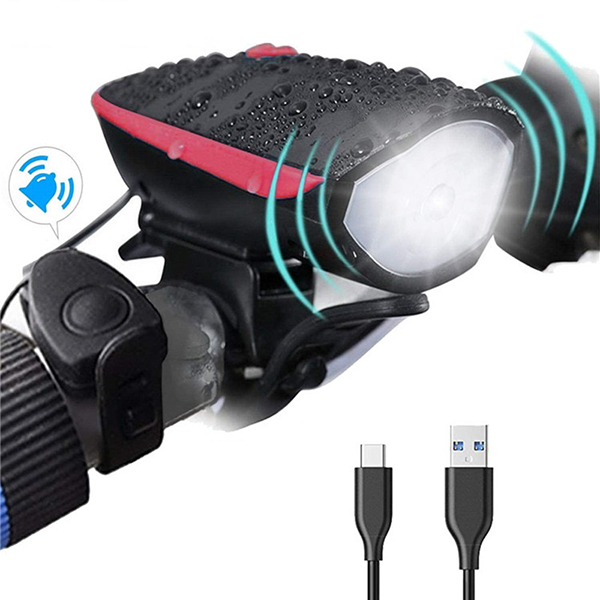 Đèn xe đạp 3 chế độ sáng tích hợp còi và sạc USB