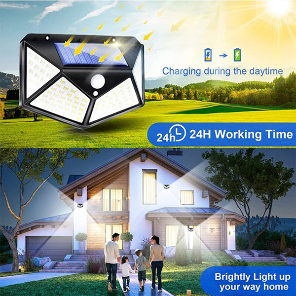 Đèn năng lượng mặt trời cảm biến hồng ngoại 100 LED - 3 chế độ sáng