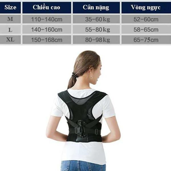 Đai chống gù lưng, chống cong vẹo lưng phù hợp nhiều lứa tuổi, Size M (Cân nặng 35-60kg)	