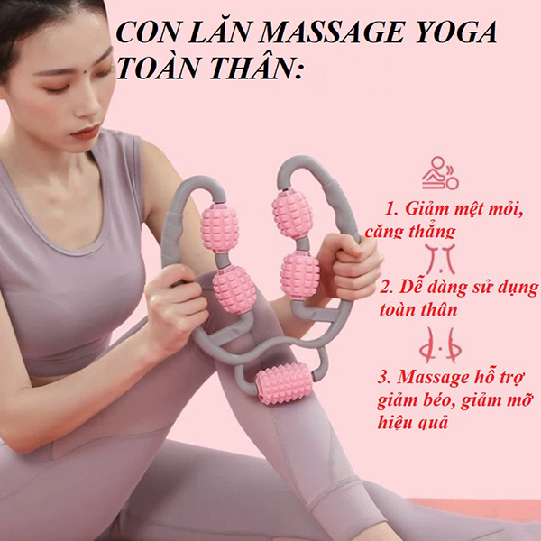 Con lăn massage 360 độ 5 bánh lăn giãn cơ tập yoga tiện lợi