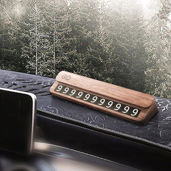Bảng ghi số điện thoại gắn taplo ô tô vỏ gỗ cao cấp