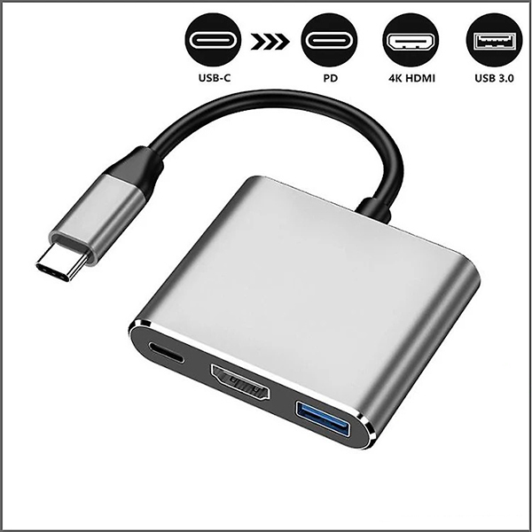 Hub chuyển đổi USB Type C 3in1 sang HDMI, USB 3.0 tốc độ cao