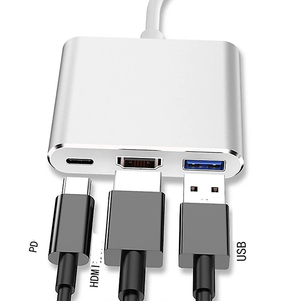 Hub chuyển đổi USB Type C 3in1 sang HDMI, USB 3.0 tốc độ cao