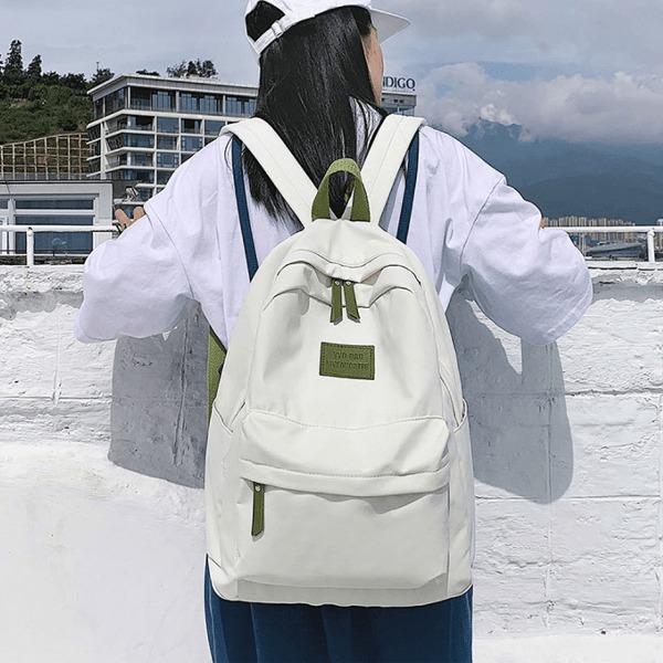 Balo nữ phong cách Hàn Quốc YYD Bag chống thấm nước, Màu trắng khóa xanh