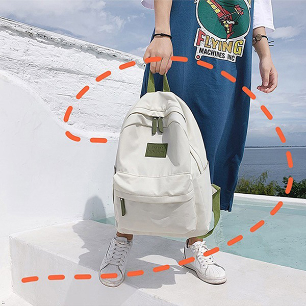 Balo nữ phong cách Hàn Quốc YYD Bag chống thấm nước, Màu trắng khóa xanh